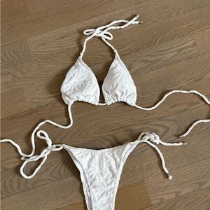 White Floral Bikini Set